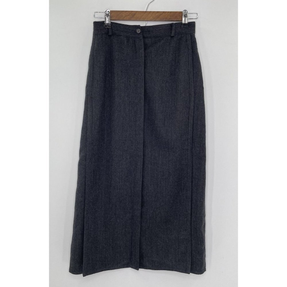 Basile Italian 100% Wool Gray Lined Button Down Skirt With Slit See Measurements